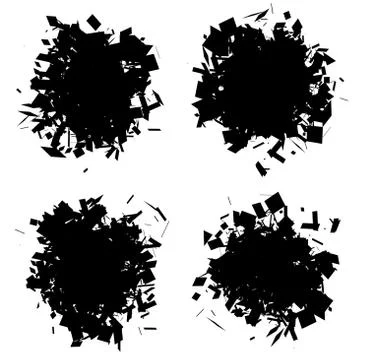 Exploded shape black silhouette collection over white Stock Illustration