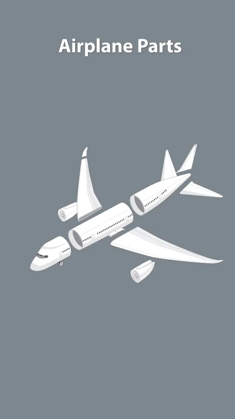 Exploded View Animation of Airplane Components Video stock 305294835