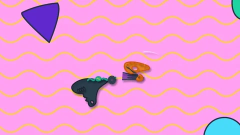 Exploded View Animation Of A Retro 2D Space Blaster Video stock 341410034