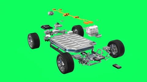Exploded view of electric vehicle battery or pack of lithium-ion pouch cell.. Video stock 288826515
