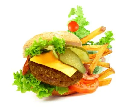 Exploded view of hamburger Stock-Fotos