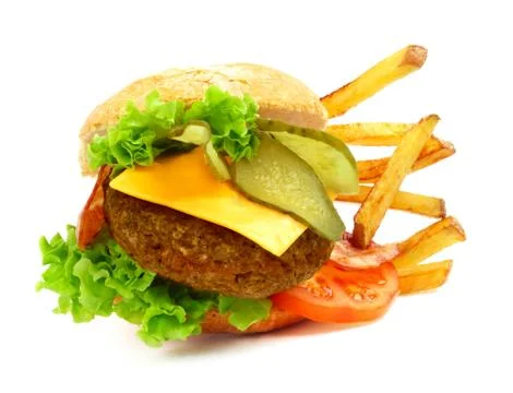 Exploded view of hamburger 库存照片