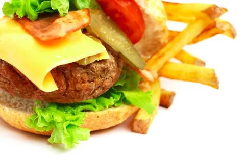 Exploded view of hamburger Stock-Fotos