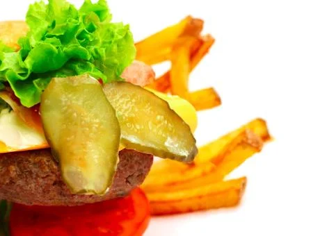 Exploded view of hamburger 库存照片