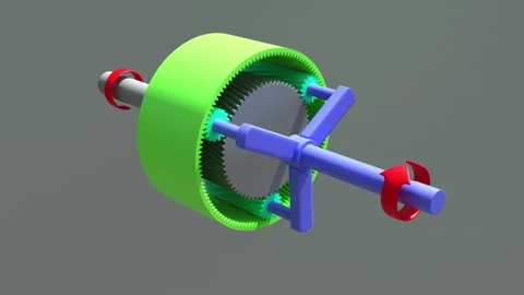 Exploded View of Planetary Gearbox System. Technical 3d Render Video stock 312052273