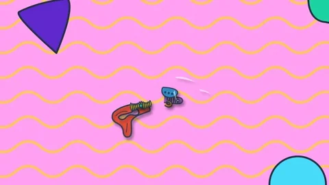 Exploded View Of Retro 2D Cartoon Ray Gun Disassembling Stock Footage 341410116