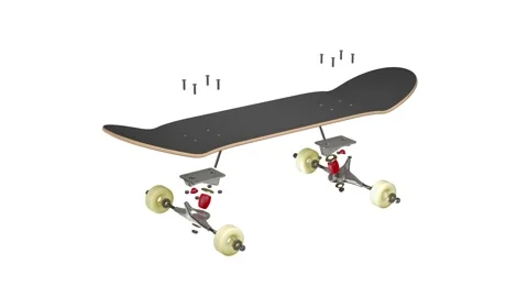 Exploded view of skateboard components. Stock Footage 299293928