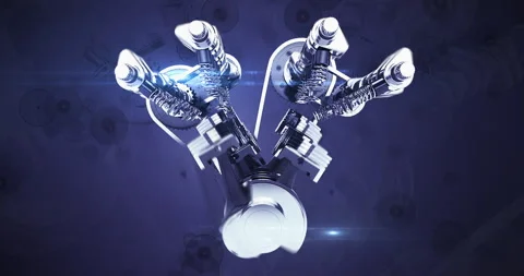 Exploded View of V8 Engine in Full Mechanical Operation of All Parts Video stock 313938382