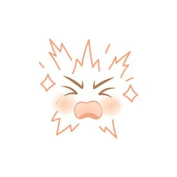 Exploding angry anime face with expressive cartoon emotion lines Illustrazione stock