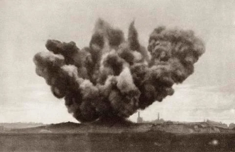 Exploding Artillery Shell During The First World War. From The Illustrated Wa Stock Photos