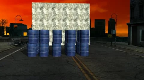 Exploding Barrels and Wall Stock Footage 11367525