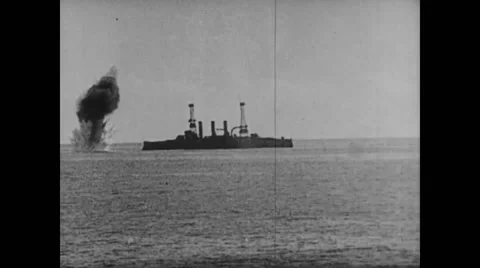 Exploding The Battleship Virginia in the sea Stock Footage 43317654