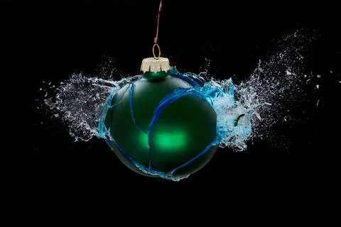 An exploding bauble. Concept for troubled holidays Stock Photos