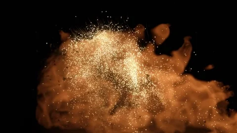 A exploding in beautiful yellowish brown smoke in black background Stock-Footage 138548380