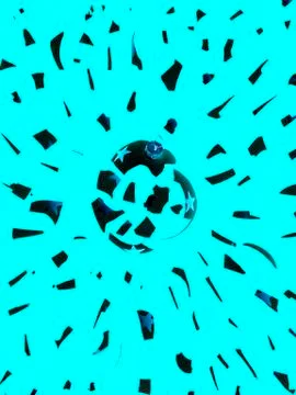 Exploding black bauble on blue background 写真素材