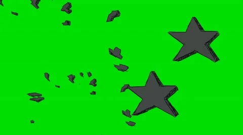 Exploding Black Stars - Animation - Hand-Drawn - Green Screen - Loop Stock Footage
