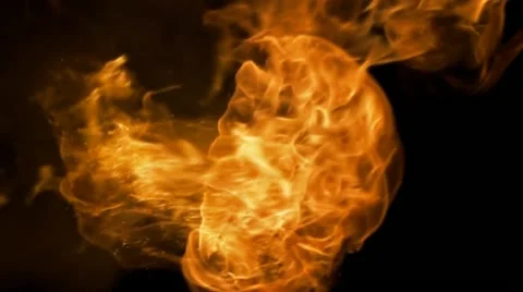 Exploding Blast of Flame Vertical Mushroom Fire Stock Footage 12409779