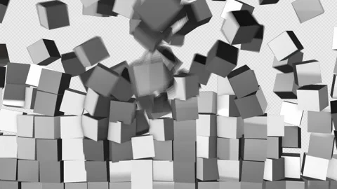 Exploding Block Wall Transition with An Alpha Channel Stock Footage 204767598