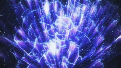 Exploding blue electrical laser beam energy Stock Illustration