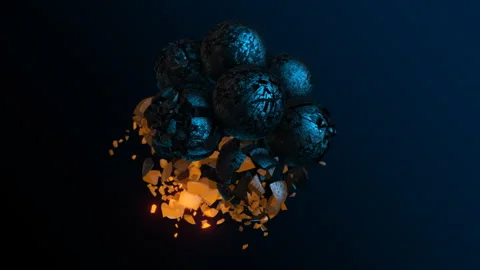 Exploding Blue Metallic Weathered Spheres Background Animation Stock Footage 300145475