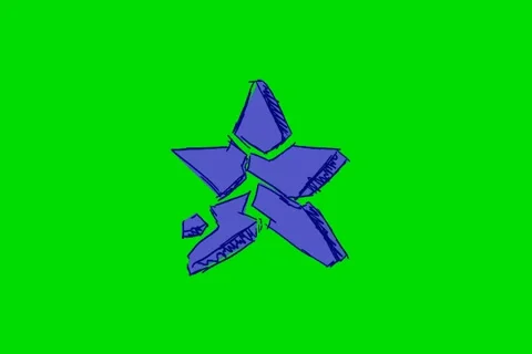 Exploding Blue Star - Animation - Hand-Drawn - Green Screen - Loop Stock Footage 68614922