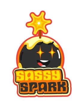 Exploding bomb and explosion vintage Y2K sticker Stock Illustration