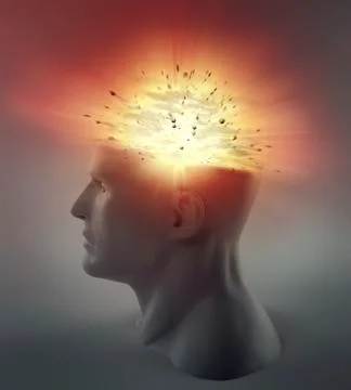 Exploding brain; artwork Illustrazione stock