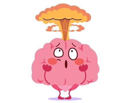 Exploding Brain with Fumes Blown Mind Concept Cartoon Vector Illustration 스톡 일러스트
