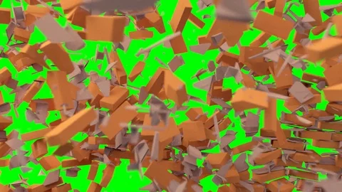 Exploding Brick Wall Stock Footage