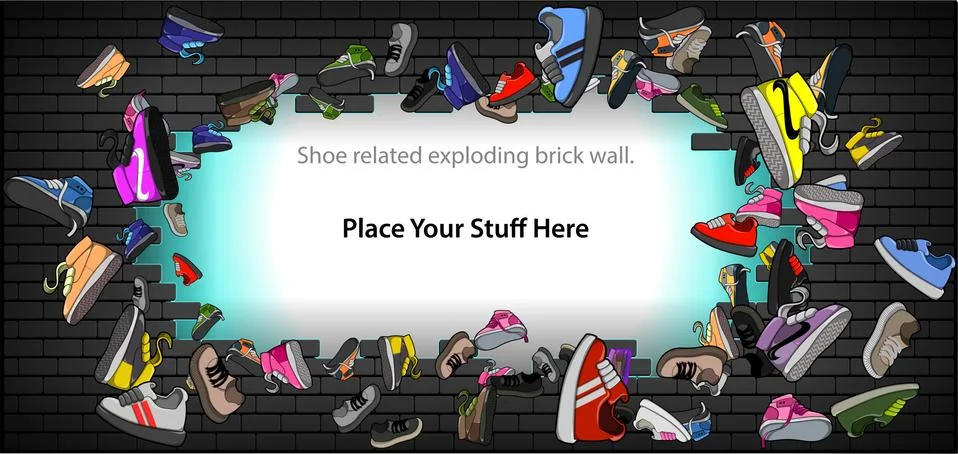 Exploding Brickwall with Shoes イラスト素材