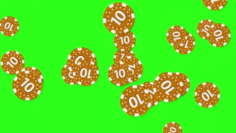 Exploding Brown Poker Chips Animation on Green Screen Background Stock-Footage 344850778