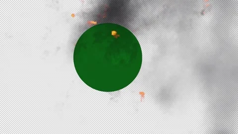 Exploding Burning green circle on transparent background Stock Footage 321636391