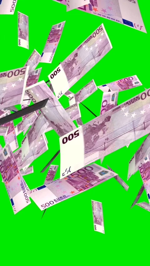 Exploding Cash Money - 500 Euro Bills - III - Right Blast Transition - Vertical Stock Footage 320979542
