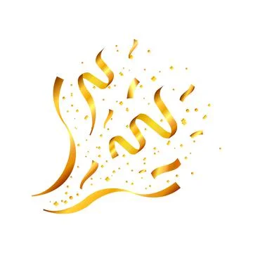 Exploding celebration confetti and ribbon. Vector illustration. Stock Illustration