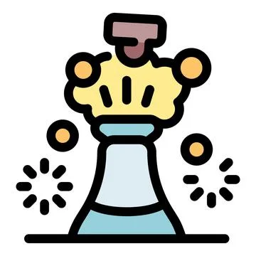 Exploding champagne bottle with bubbles and confetti Stock Illustration