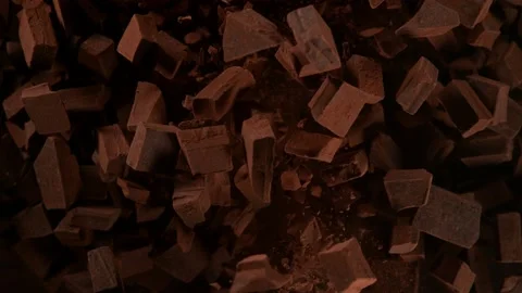 Exploding Chocolate Chunks Stock Footage 197627979