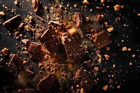 Exploding chocolate delight on dark background 写真素材