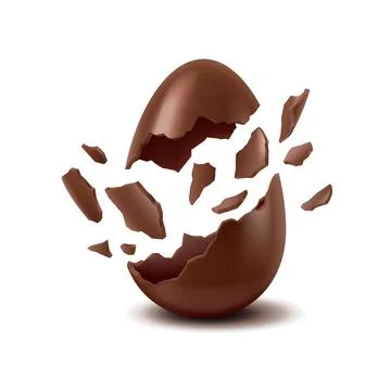 Exploding Chocolate Egg on White Background Illustrazione stock
