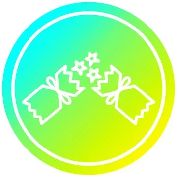Exploding christmas cracker circular in cold gradient spectrum Stock Illustration