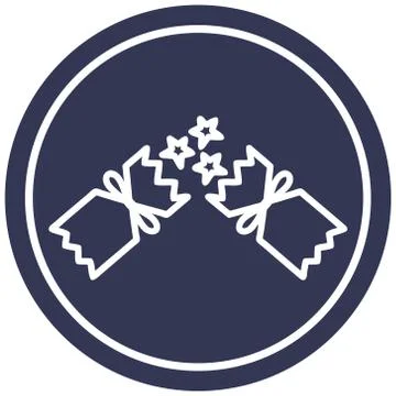 Exploding christmas cracker circular icon Illustrazione stock
