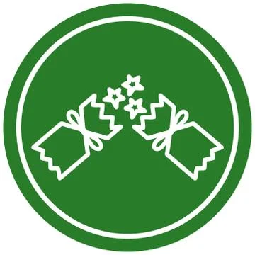 Exploding christmas cracker circular icon Stock Illustration