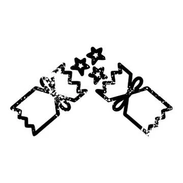 Exploding christmas cracker distressed icon Stock Illustration