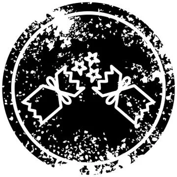 Exploding christmas cracker distressed icon Illustrazione stock