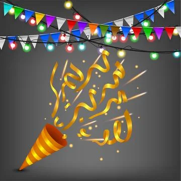 Exploding Colorful Confetti Popper Birthday Party, Vector Illustration Illustrazione stock