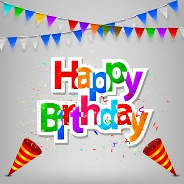 Exploding Confetti Popper Birthday Party, Vector Illustration Stock Illustration