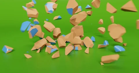 Exploding cube on green background Stock Footage 130024786