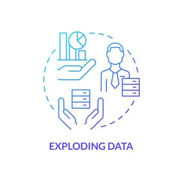 Exploding data blue gradient concept icon Stock Illustration