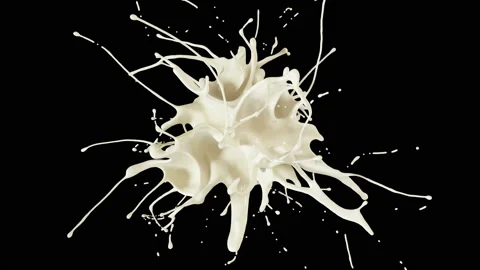 Exploding delicious milk in Matte Alpha Channel mask in slow motion 4K Stock Footage 169410244