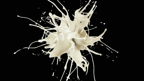 Exploding delicious milk in Matte Alpha Channel mask in slow motion 4K Stock Footage 169411147