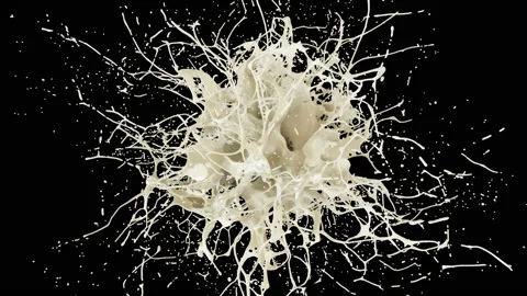 Exploding delicious milk in Matte Alpha Channel mask in slow motion 4K Video stock 169411753